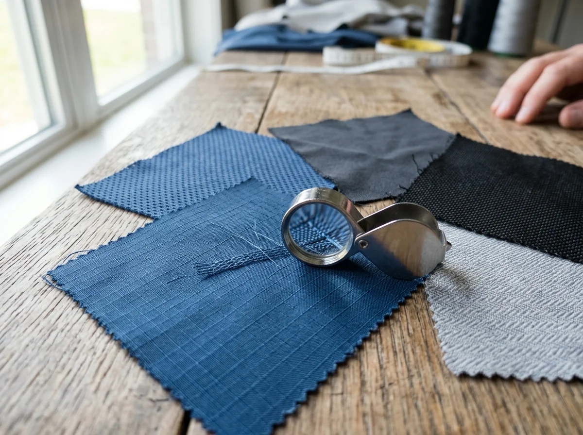 Fabric swatches from the sample set a distributor sells from