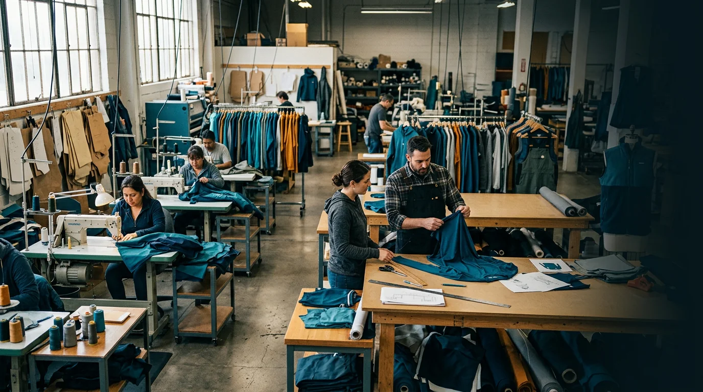 Fishing apparel factory project manager replying to a buyer inquiry at the service desk