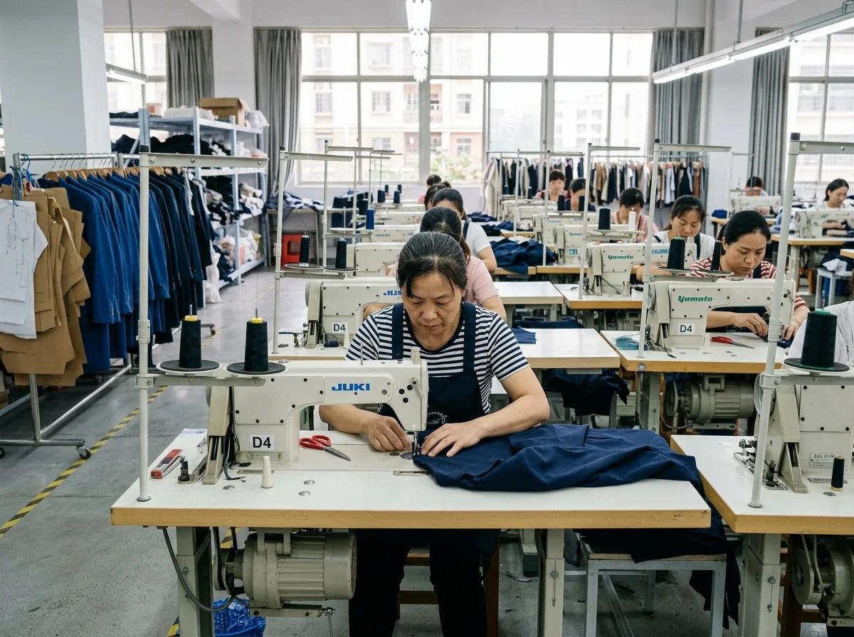 Sample — a physical sample sewn in-house