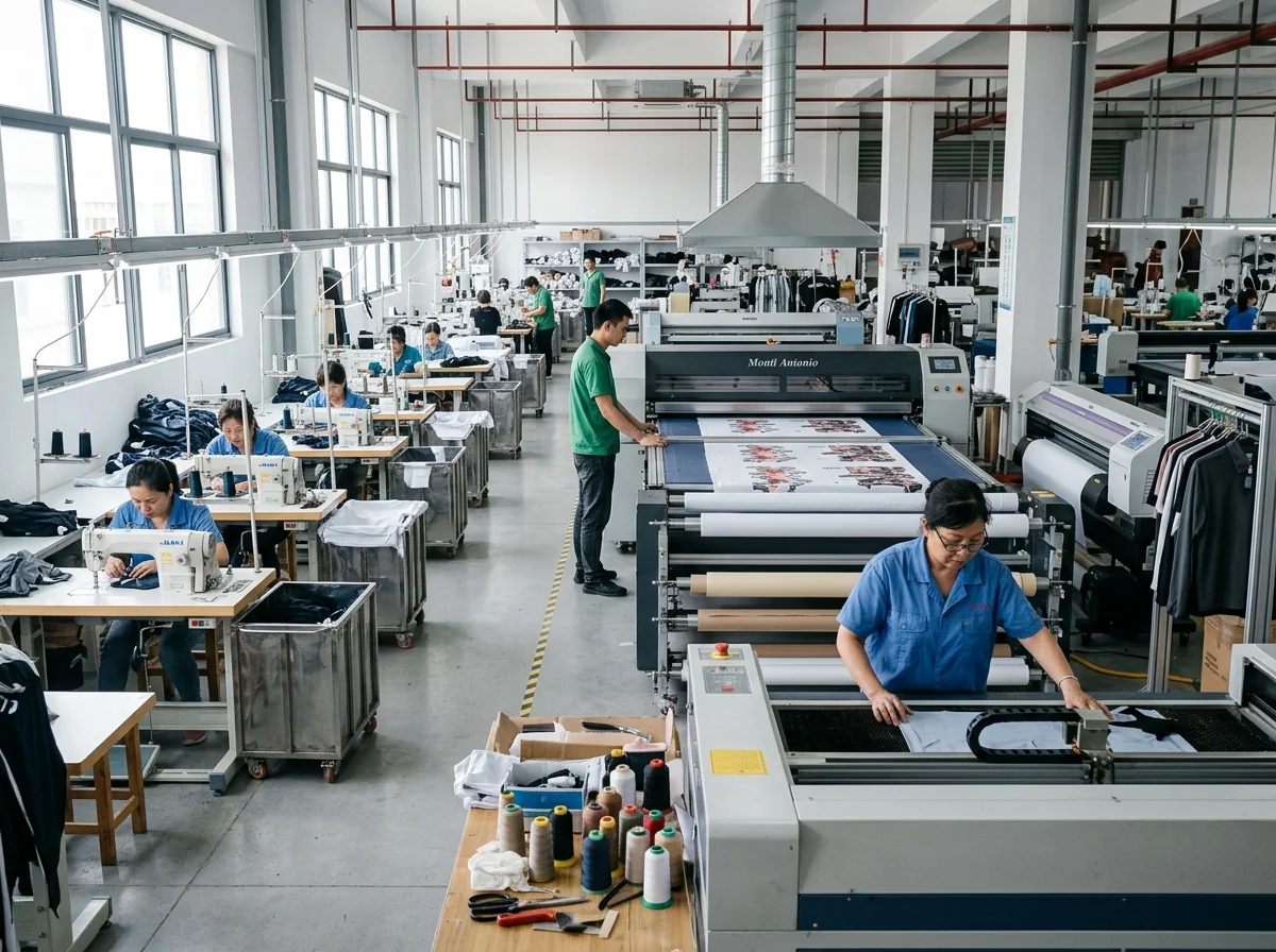 Production — cutting, sublimation and sewing