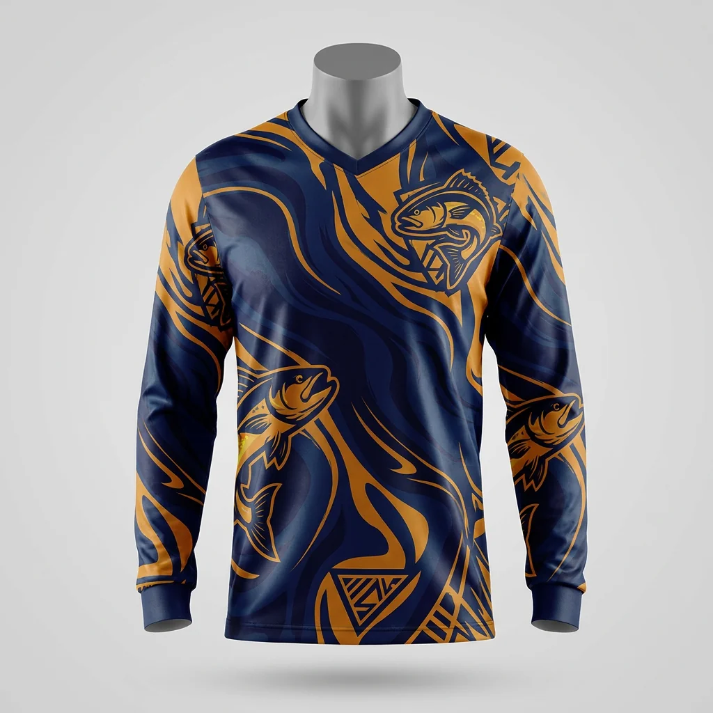 Custom sublimated long-sleeve fishing jersey