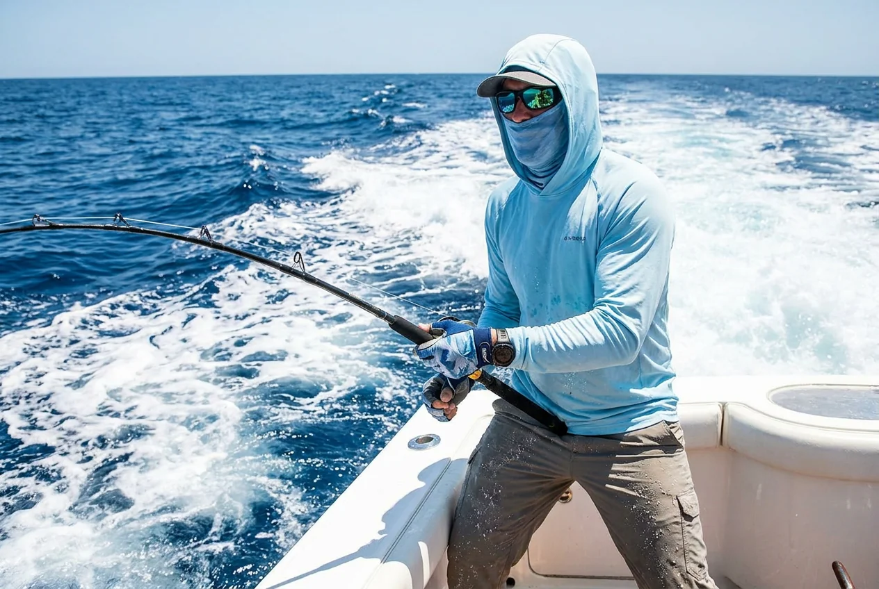 FlexReach 4-way stretch woven fishing fabric under tension