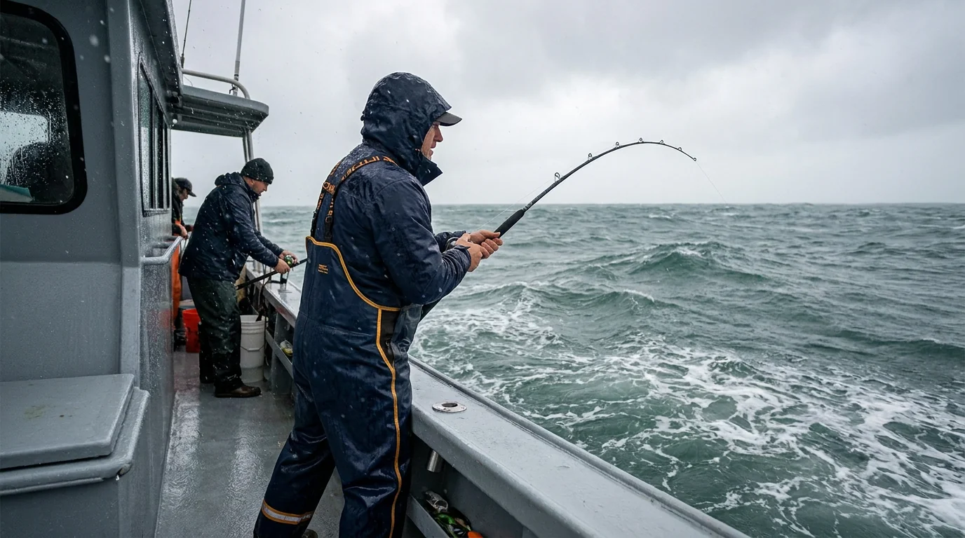 Capture flag flown right-way-up on a sportfishing boat