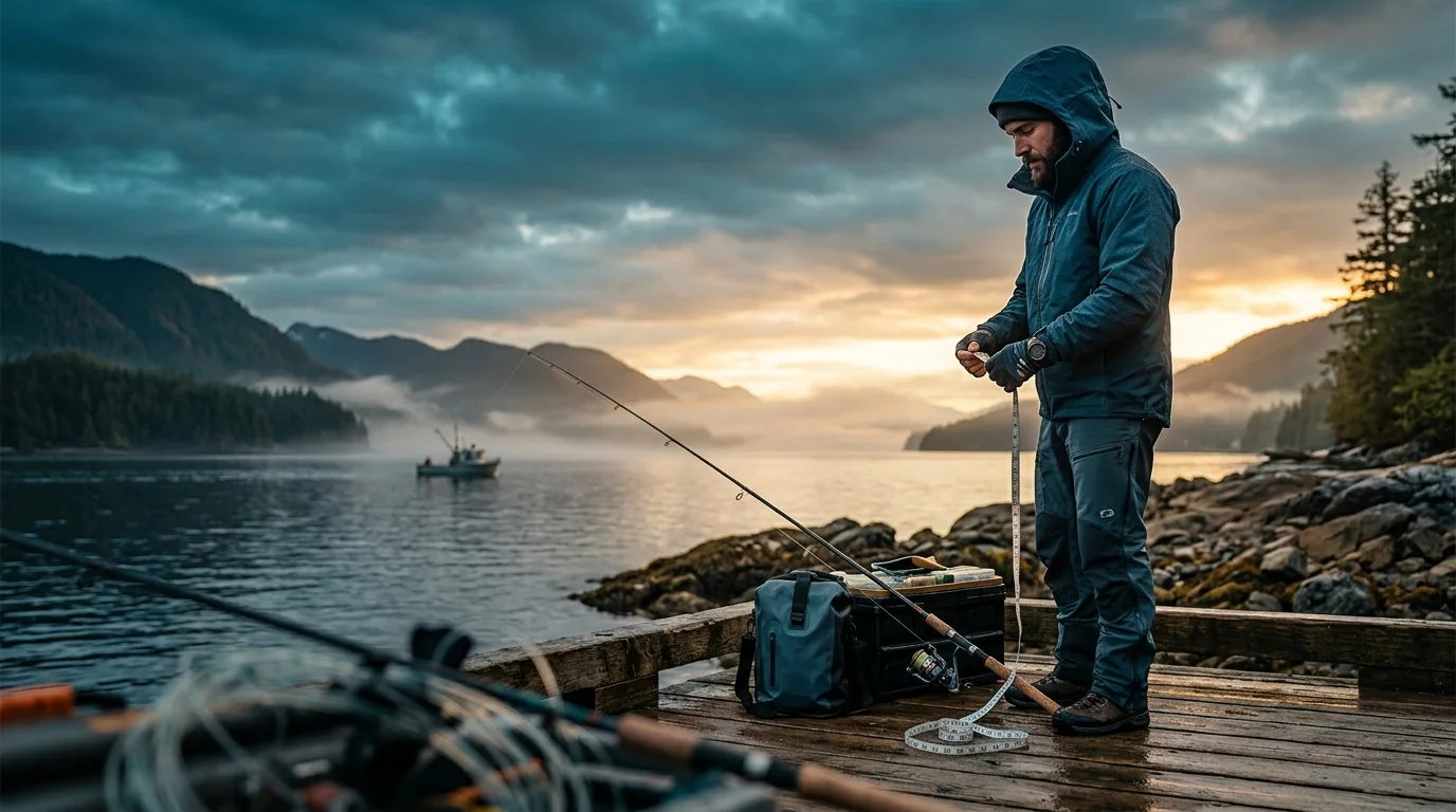 Fishing shirts laid out in a size run from small to large