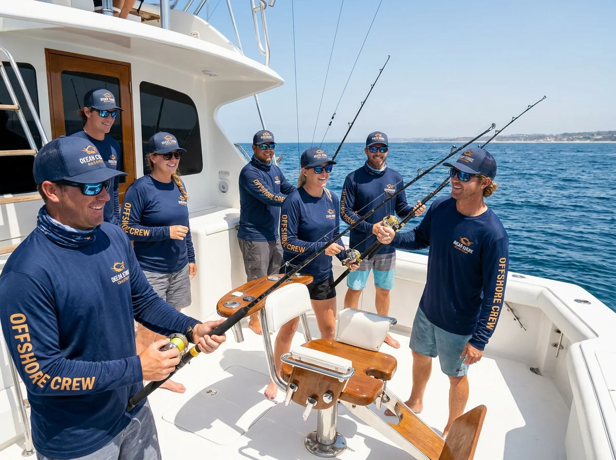 Quick-dry team fishing shorts with a support-sponsor panel
