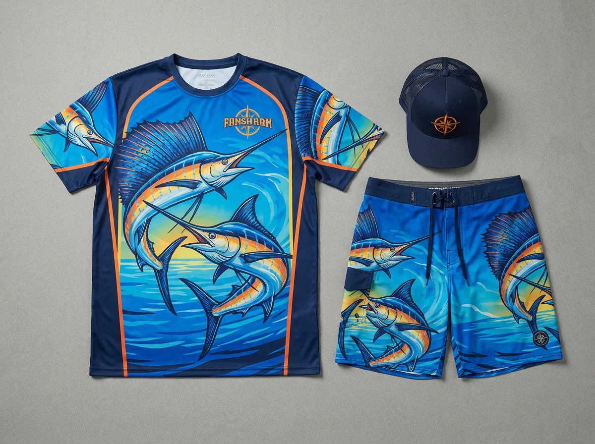 Custom fishing tournament team jerseys for a single-event weekend